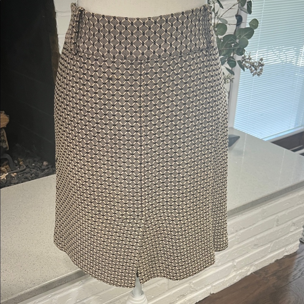 Ann Taylor Brown and Tan Patterned A-Line Skirt